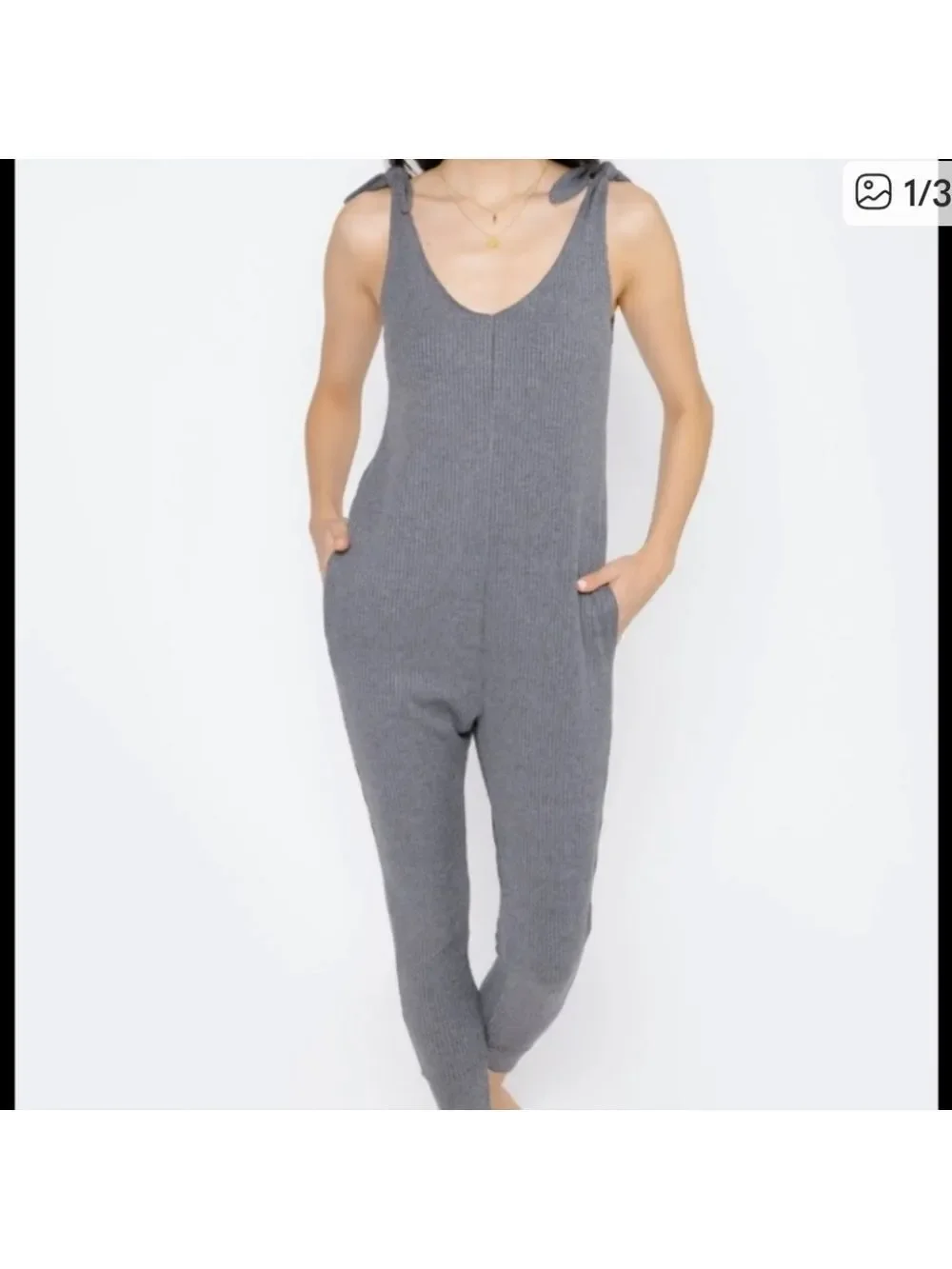Smash & Tess Gray Sleeveless Jumpsuit Size XL - Picture 5 of 7